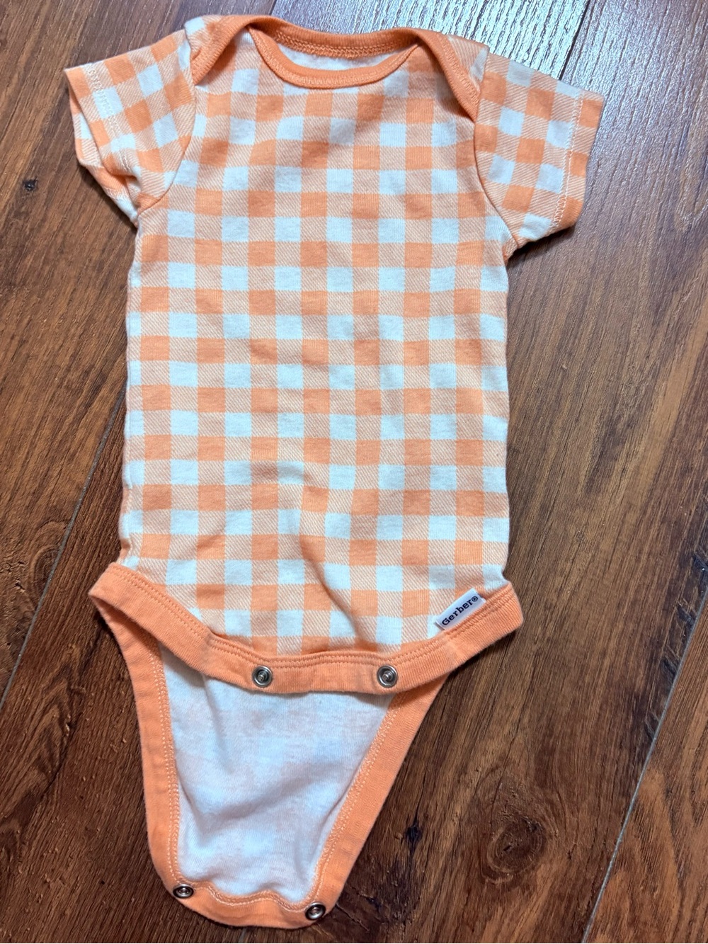 Gerber Orange and White Gingham Baby Bodysuit